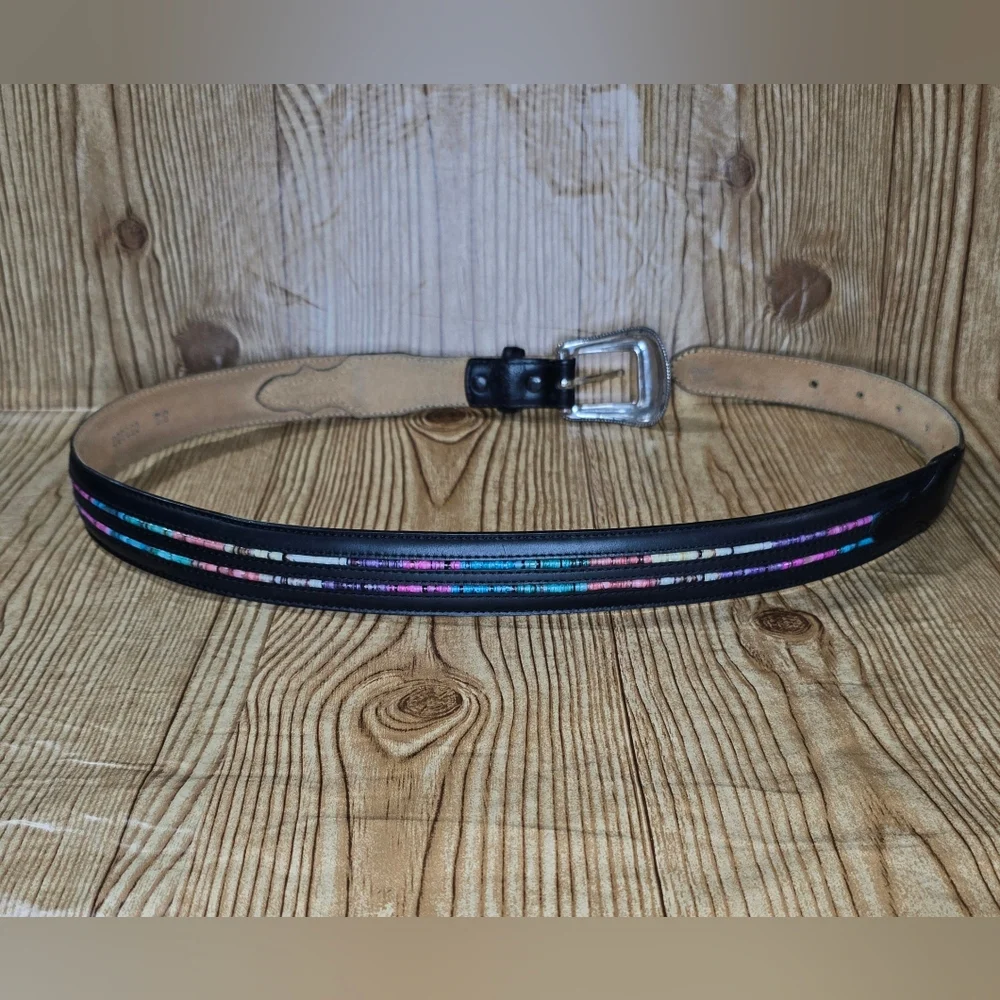 Tony Lama Women's Black Leather Belt Size 32‎